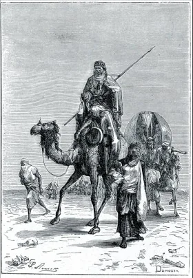 Historical illustration of Benjamin of Tudela travelling