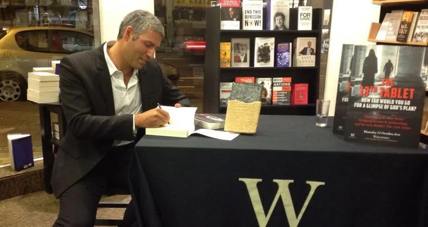 Alexandre G. Mitchell signing The 13th Tablet at Waterstones in Brussels